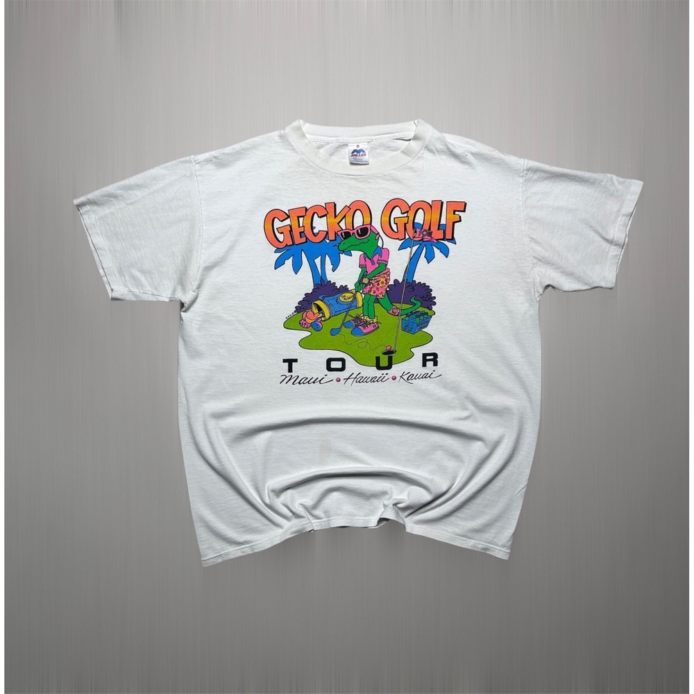Vintage Gecko Golf Tour Maui Hawaii Kauai T-Shirt XL Single Stitch 90s USA